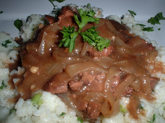 Chicken Livers with caramelised onions and mavrodaphne