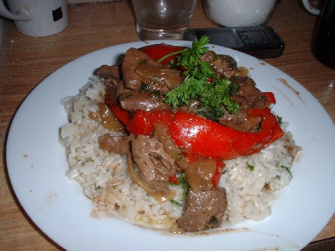 Liver with red pepper and pernod