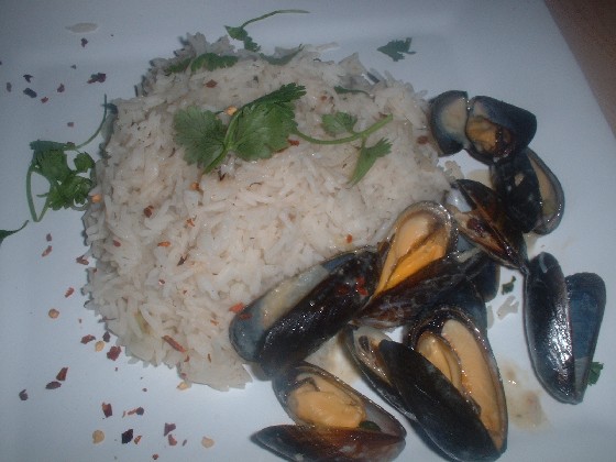 Thai mussles, ginger rice