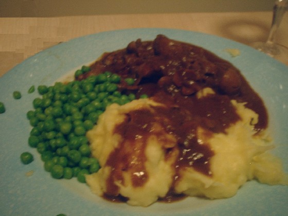 Devilled Kidneys, mash and peas