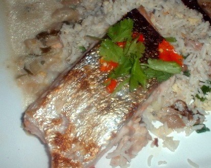 Salmon in athai marinade