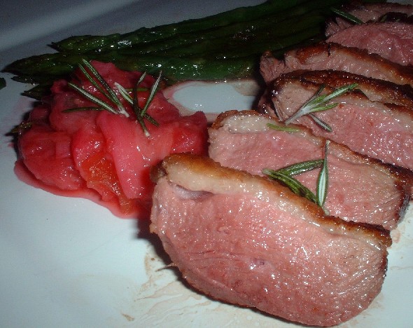 duck with rhubarb compote