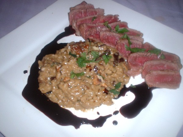 steak, risotto, jus