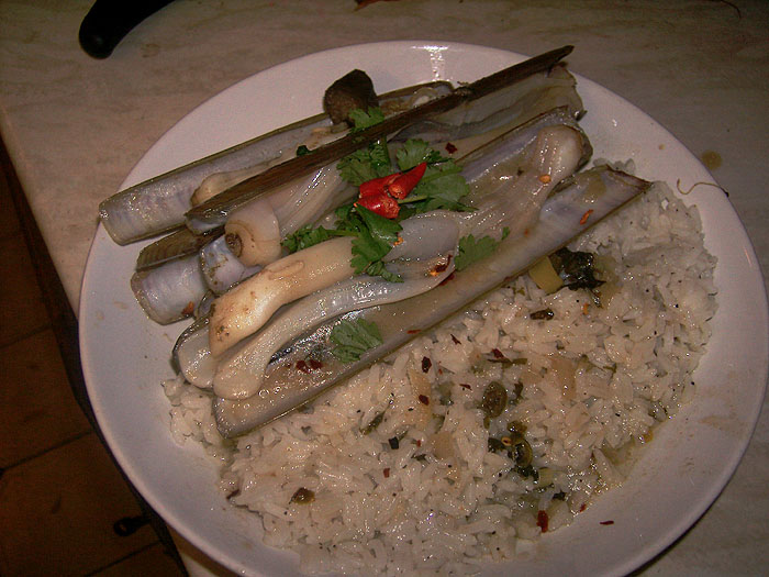 razor clams in thai broth