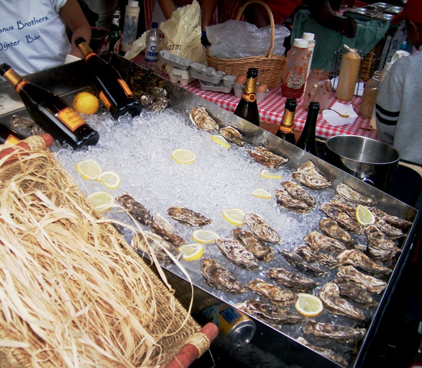 Prosecco and oyster stall